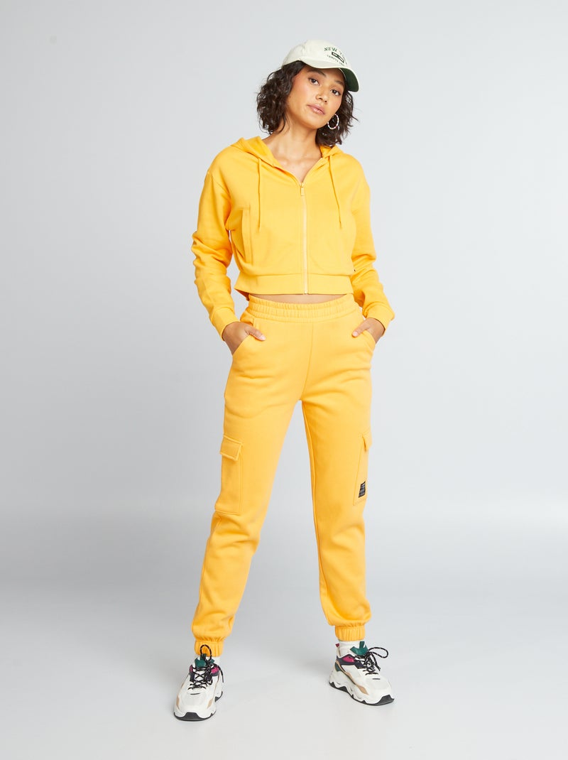 Joggingbroek met zakjes met omslag WIT - Kiabi