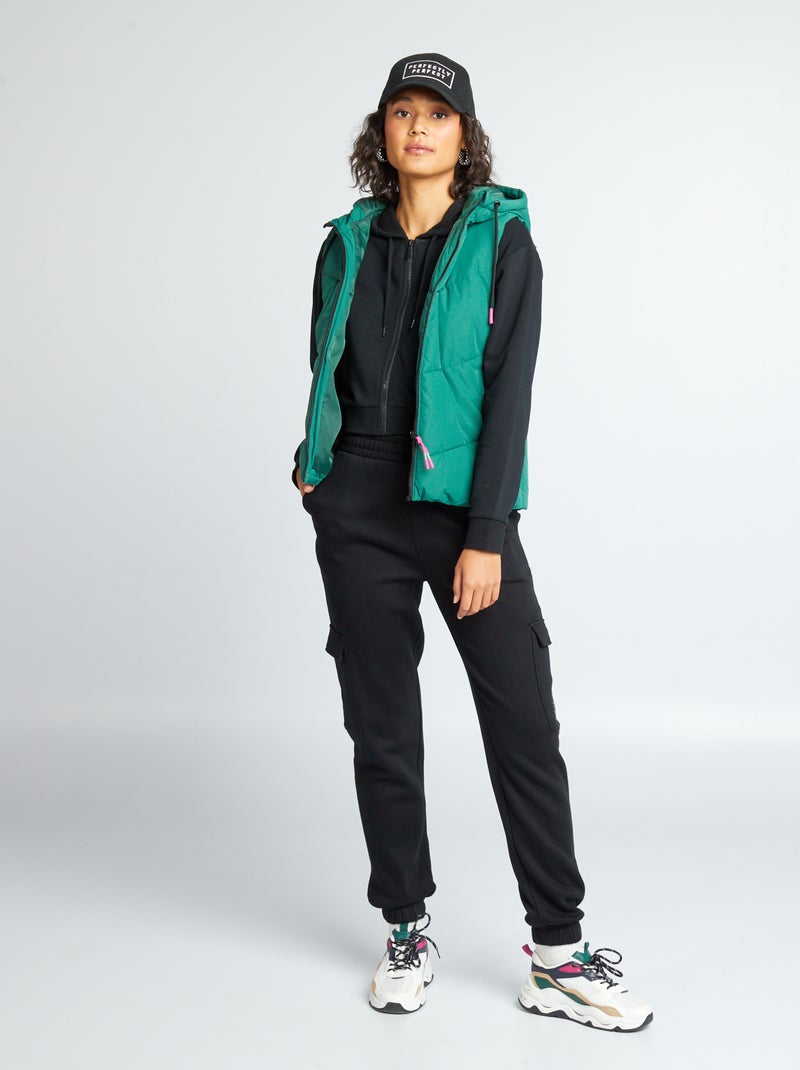 Joggingbroek met zakjes met omslag ZWART - Kiabi