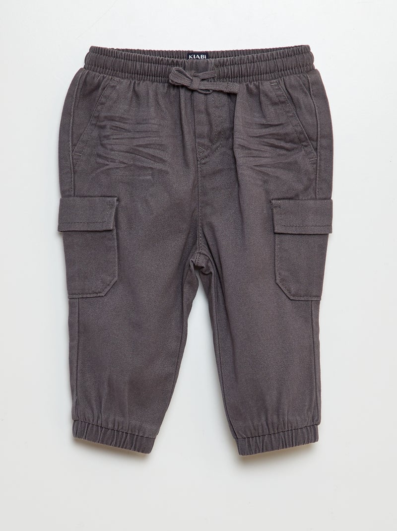 Joggingbroek met zakken met klepje GRIJS - Kiabi