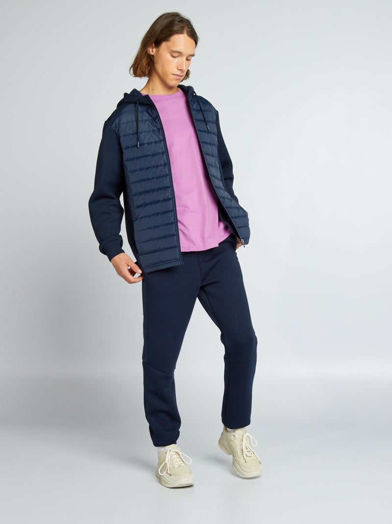 Joggingbroek uit twee stofsoorten BLAUW - Kiabi