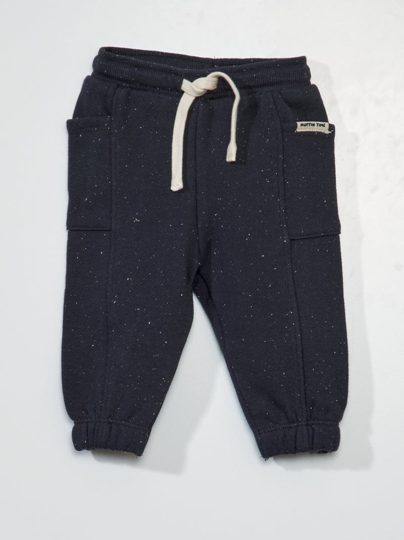 Joggingbroek van dunne, gespikkelde sweatstof met zachte, geruwde binnenzijde donkergrijs - Kiabi