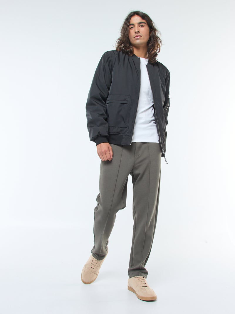 Joggingbroek van effen piquétricot Kaki - Kiabi
