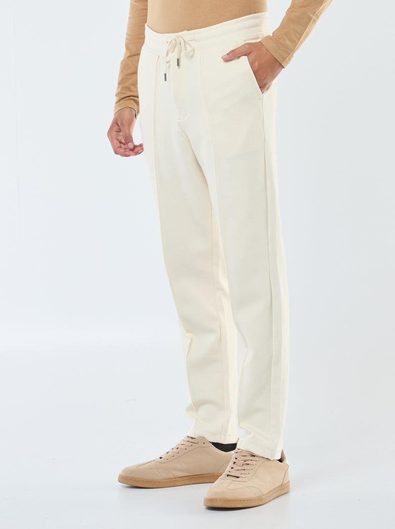 Joggingbroek van effen piquétricot Wit - Kiabi