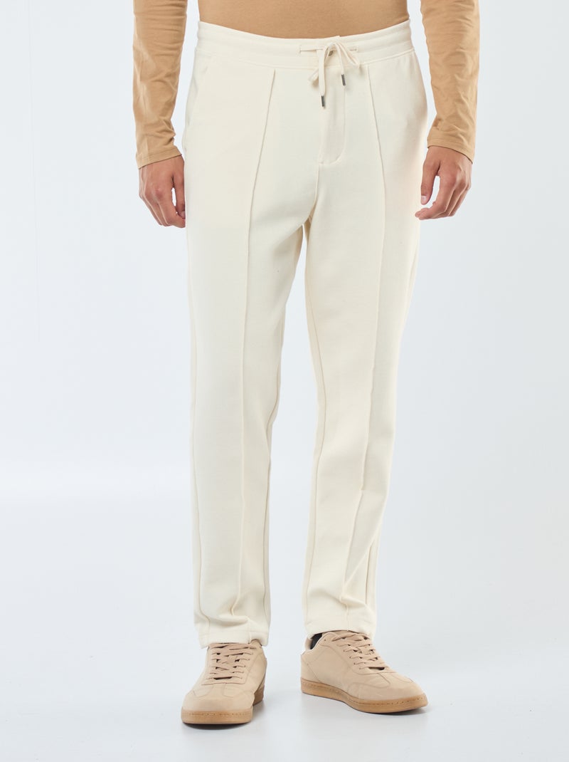 Joggingbroek van effen piquétricot Wit - Kiabi