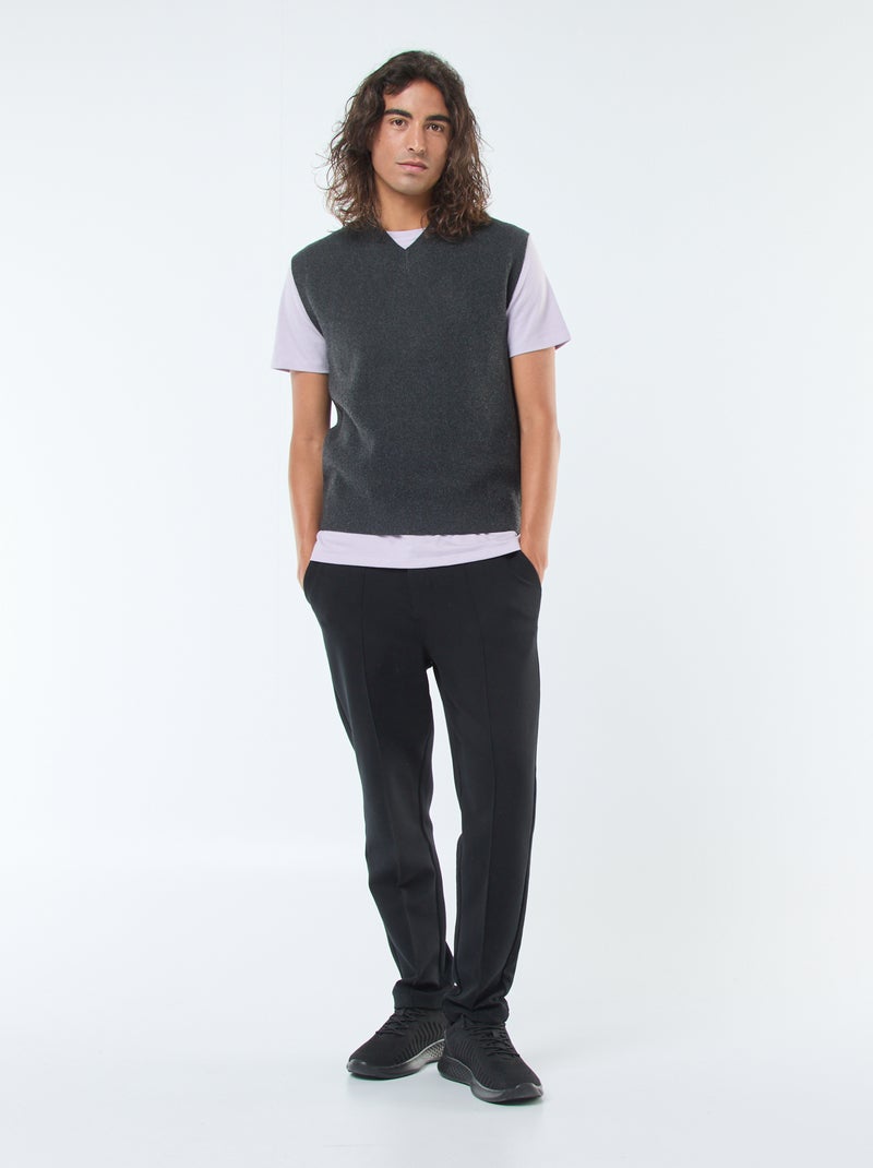 Joggingbroek van effen piquétricot zwart - Kiabi