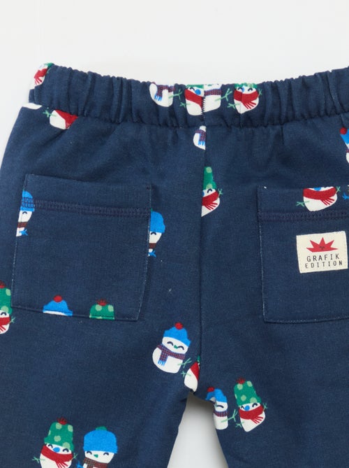 Joggingbroek van fleecekatoen met all-over kerstprint - Kiabi