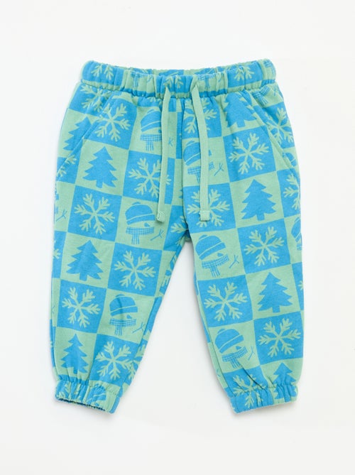 Joggingbroek van fleecekatoen met all-over kerstprint - Kiabi