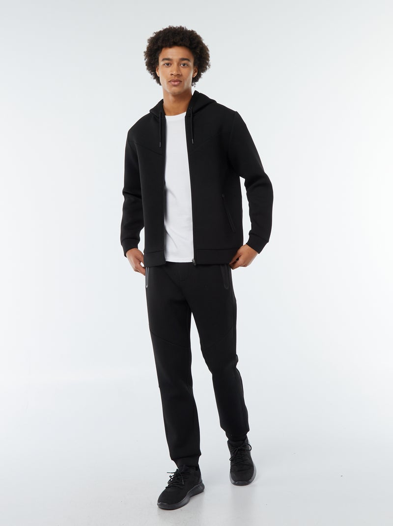 Joggingbroek van neopreenachtige sweatstof met zakken met ritsje zwart - Kiabi