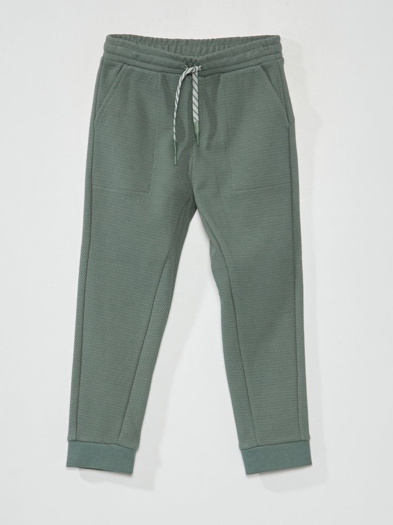 Joggingbroek van piquékatoen - Comfortabel model grijs groen - Kiabi