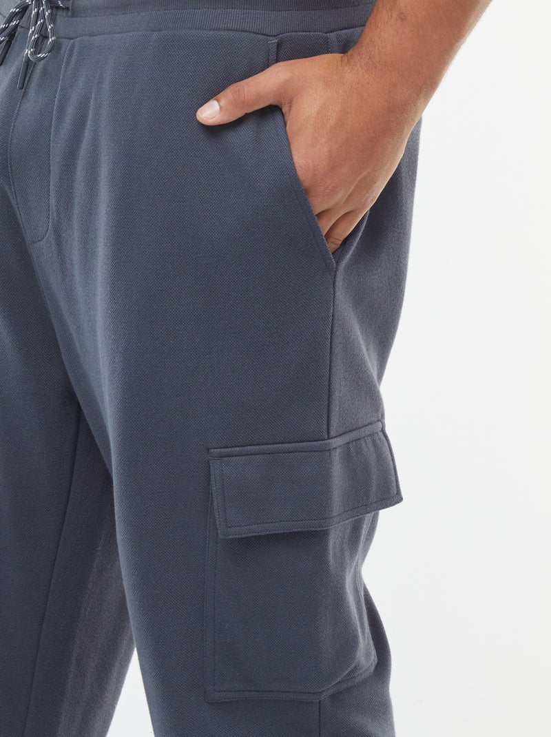 Joggingbroek van piquéstof met klepzakjes Blauw - Kiabi