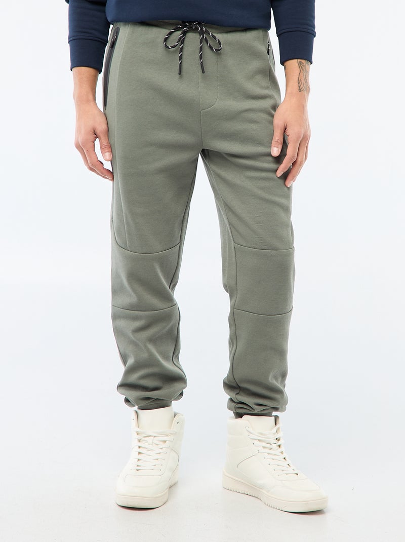 Joggingbroek van piquétricot Kaki - Kiabi