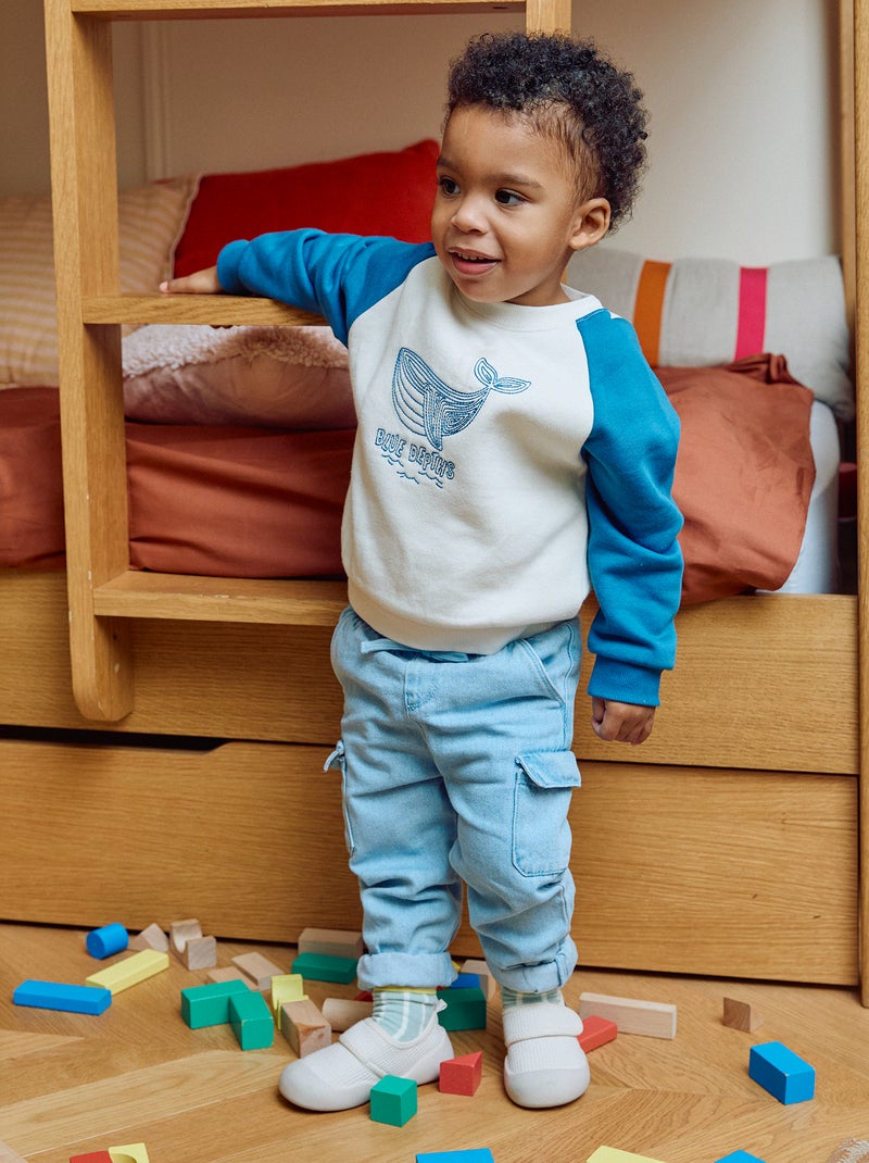 Joggingbroek van spijkerstof met zakken Blauw - Kiabi