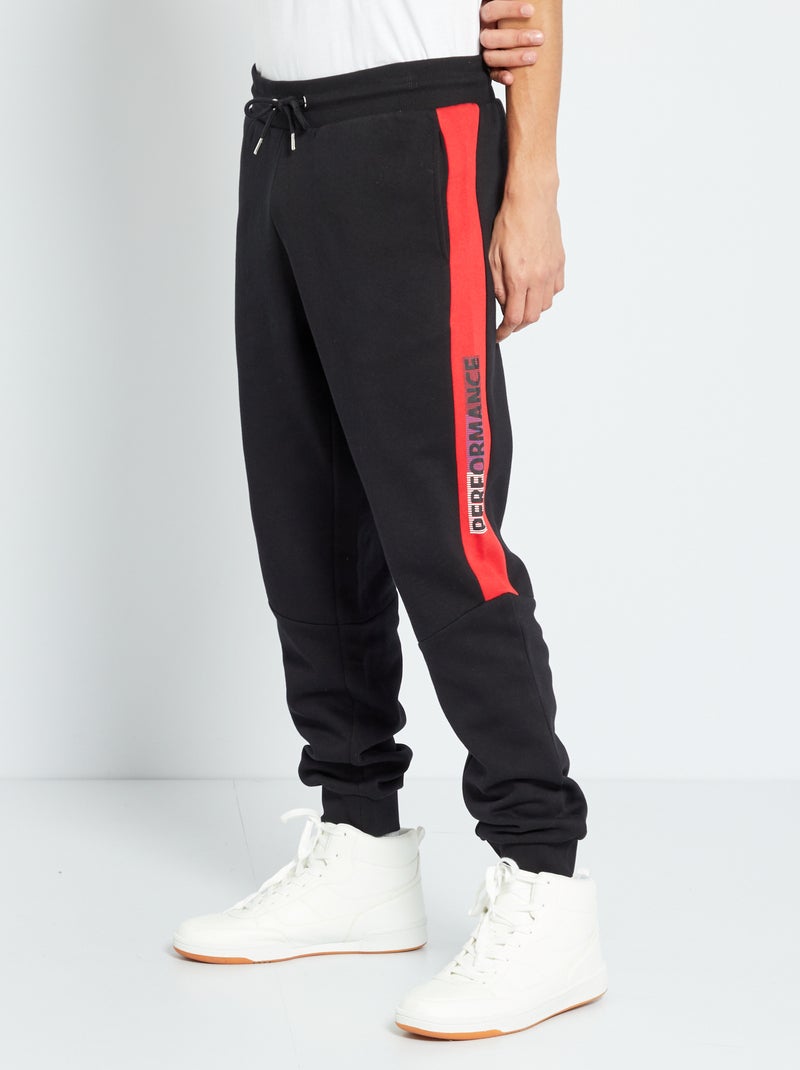 Joggingbroek van sweatstof - 'Produkt' zwart / rood - Kiabi