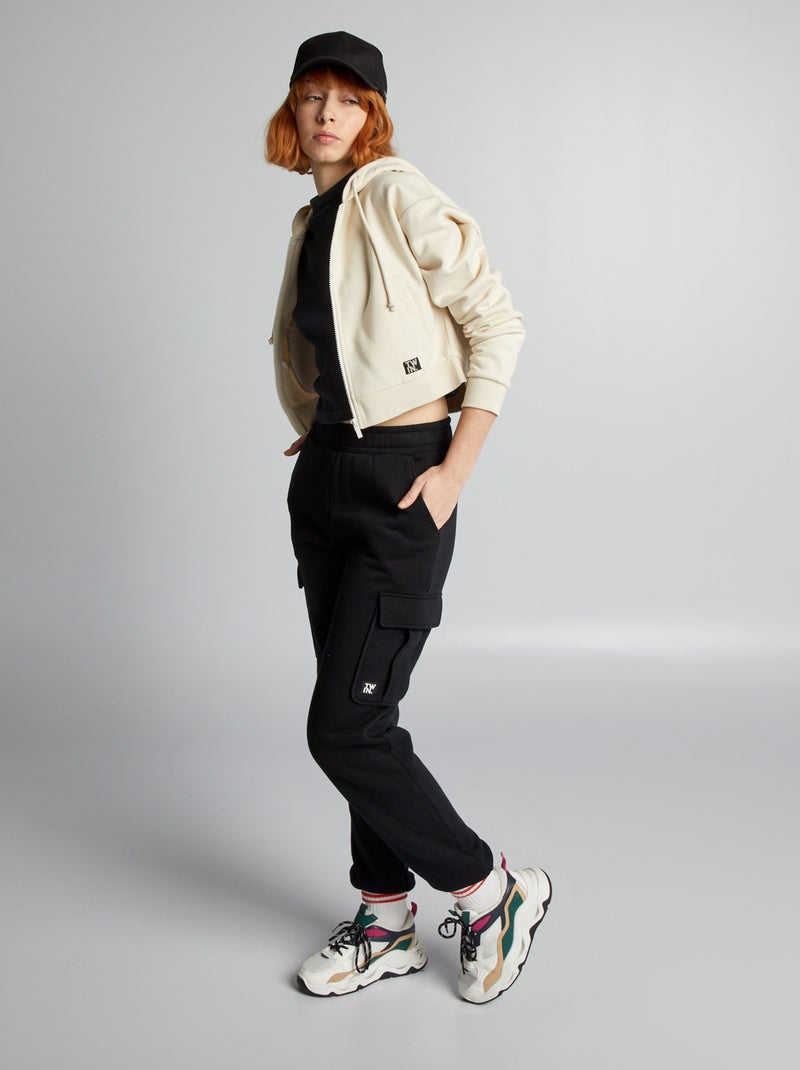 Joggingbroek van sweatstof ZWART - Kiabi