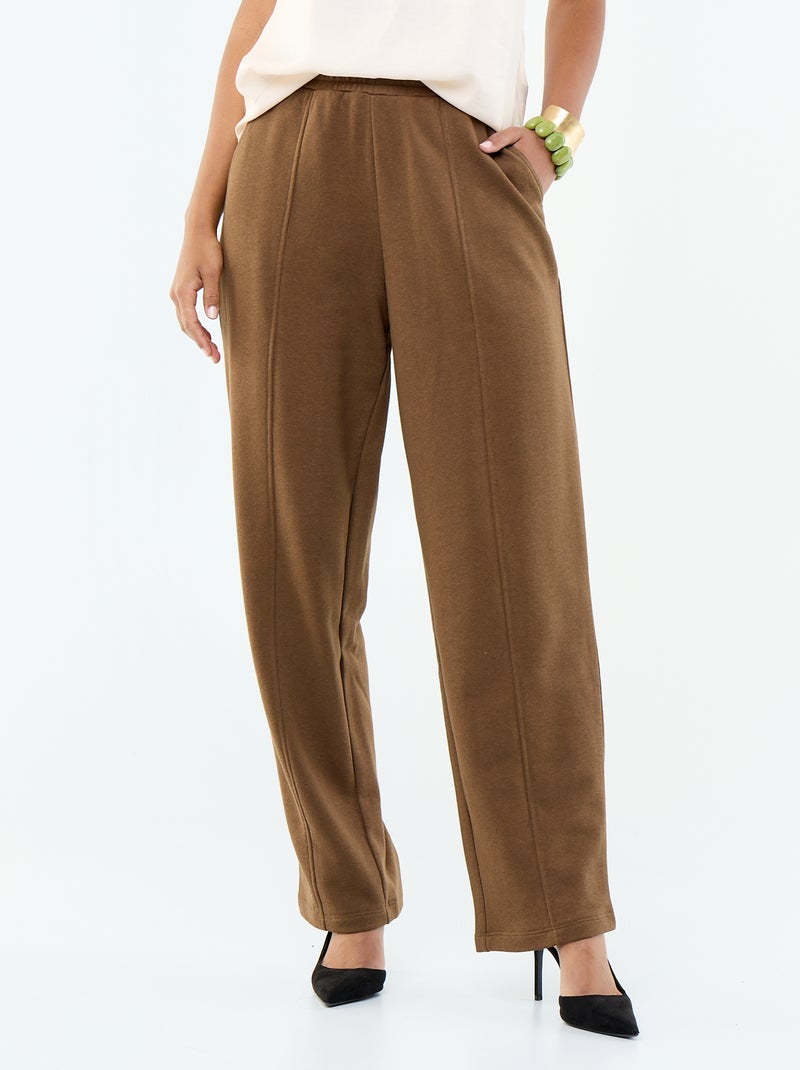 Joggingbroek van zware jerseystof Bruin - Kiabi