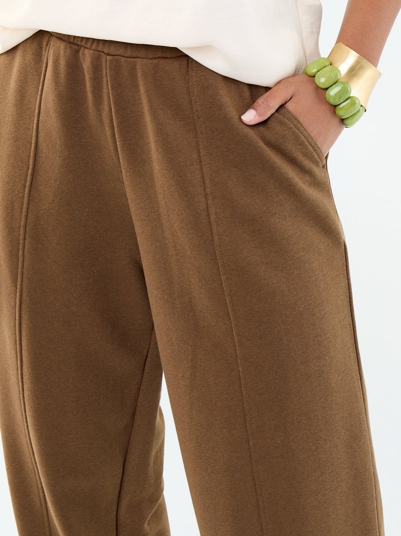 Joggingbroek van zware jerseystof Bruin - Kiabi