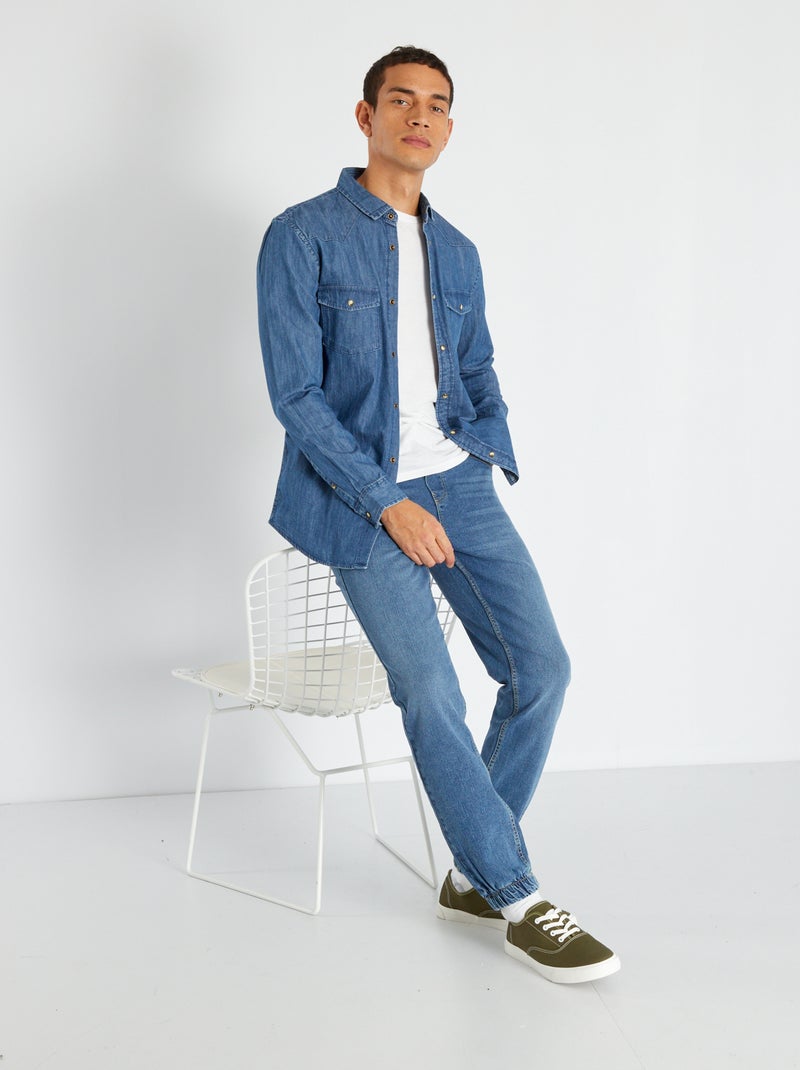 Joggingjeans met elastische taille BLAUW - Kiabi