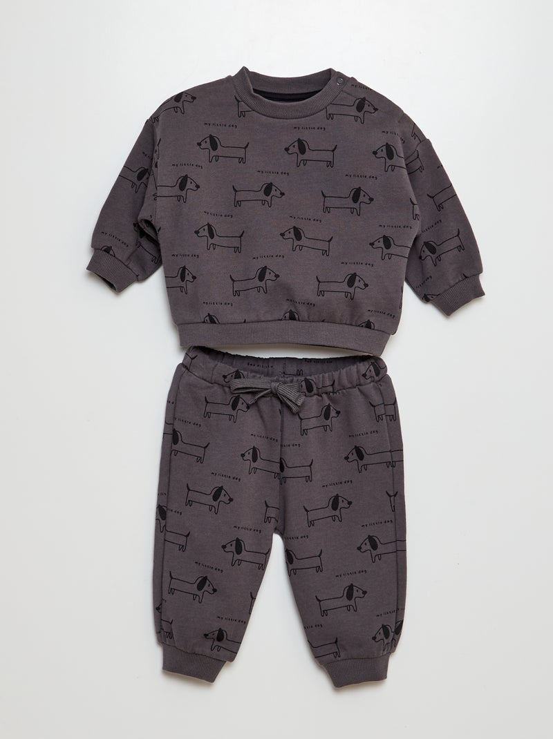 Joggingpak met sweater + broek - 2-delig GRIJS - Kiabi