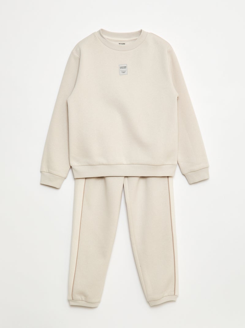 Joggingpak van geruwde fleece - Sweater + broek - 2-delig Grijs - Kiabi