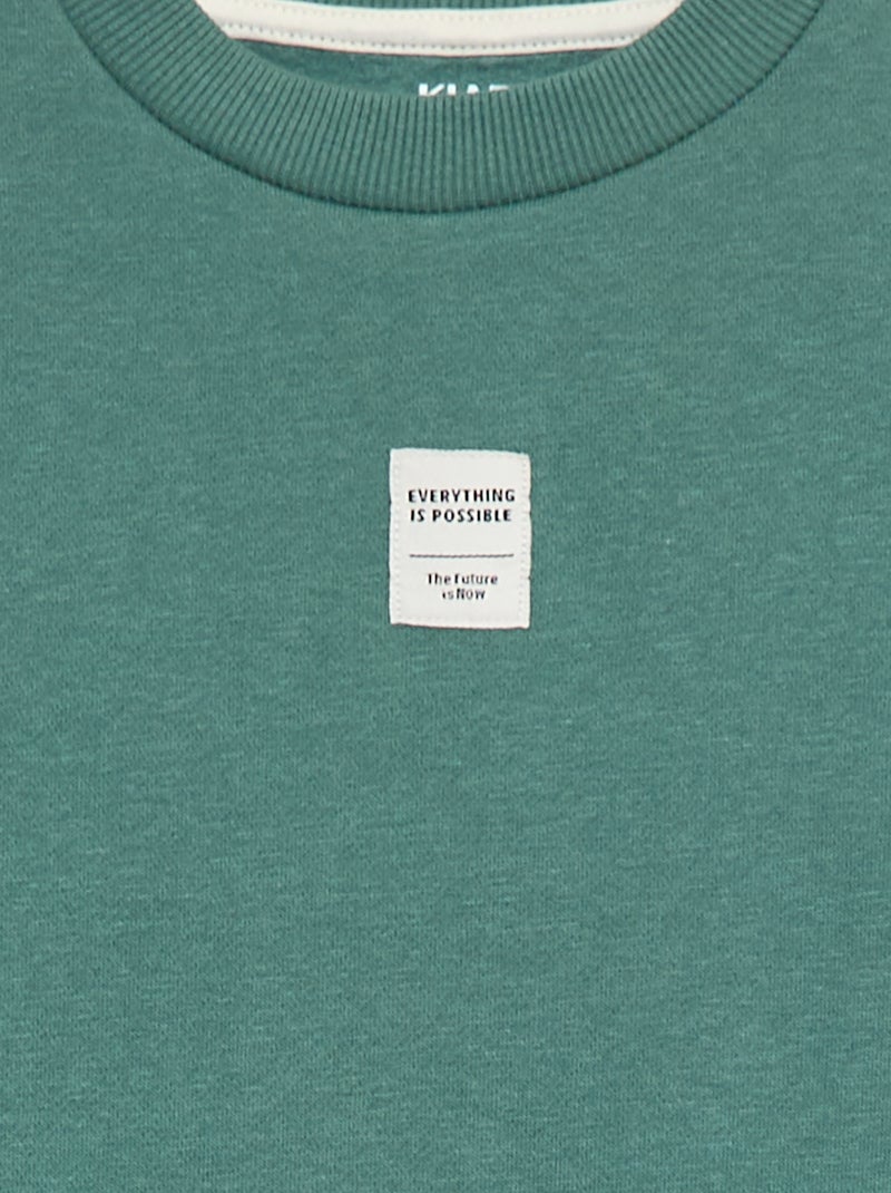 Joggingpak van geruwde fleece - Sweater + broek - 2-delig Groen - Kiabi