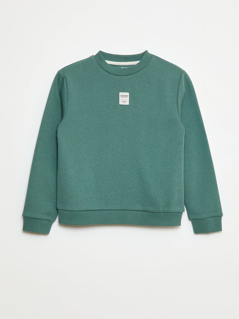 Joggingpak van geruwde fleece - Sweater + broek - 2-delig Groen - Kiabi