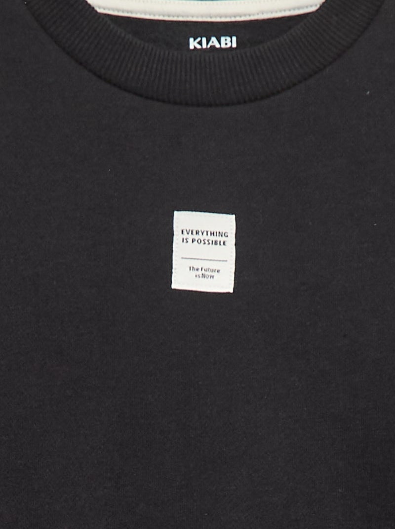 Joggingpak van geruwde fleece - Sweater + broek - 2-delig zwart - Kiabi