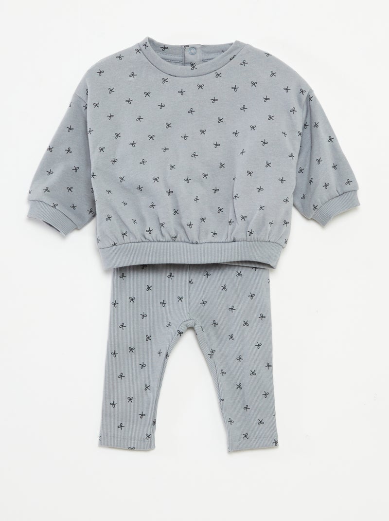 Joggingpak van sweatstof + legging - 2-delig Blauw - Kiabi
