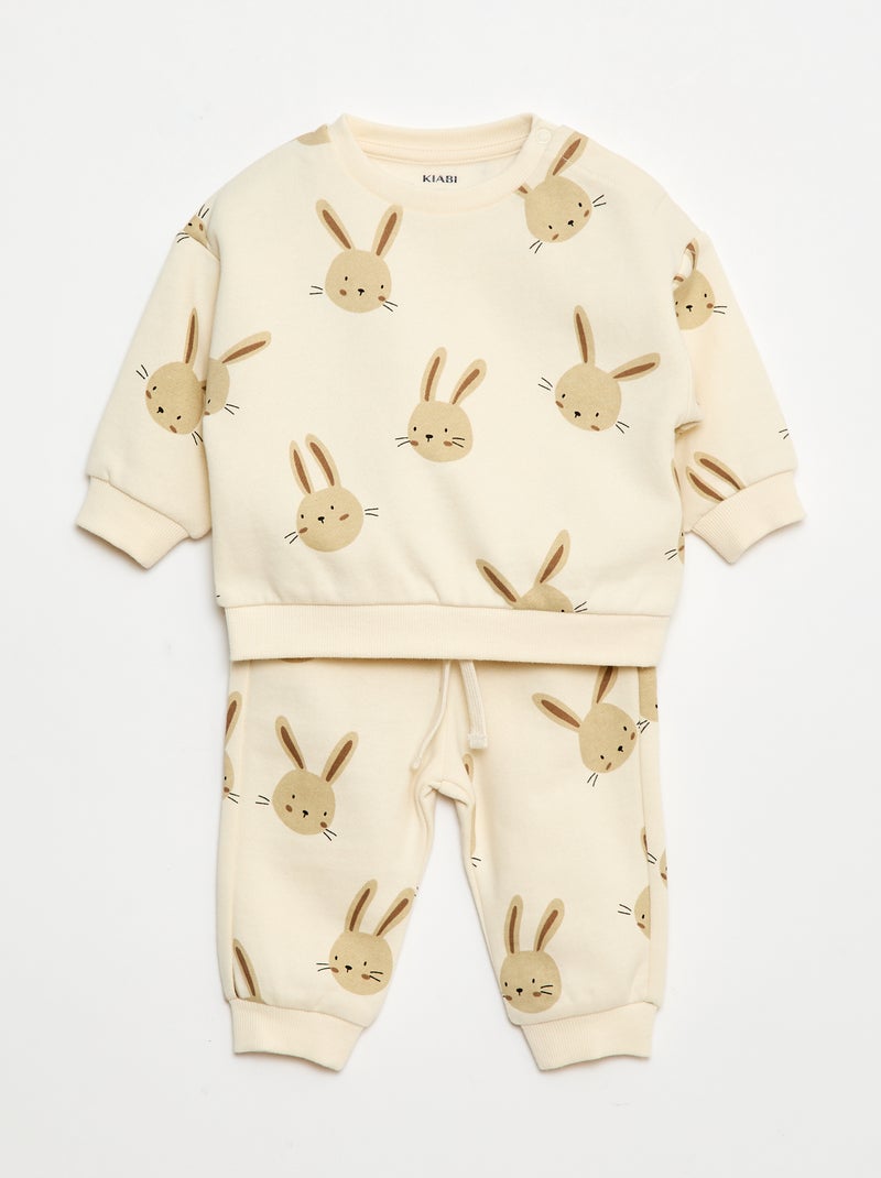 Joggingpakje: sweater + broek - 2-delig Wit - Kiabi