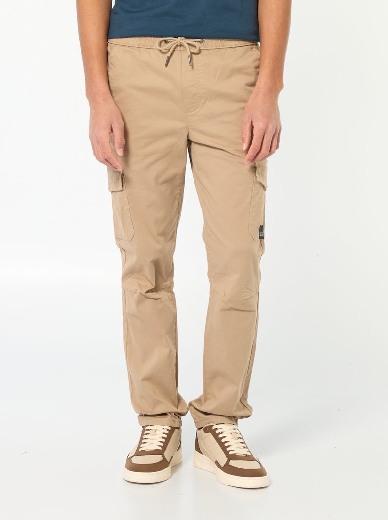 Jogpant met zakken met klepje BIEGE - Kiabi