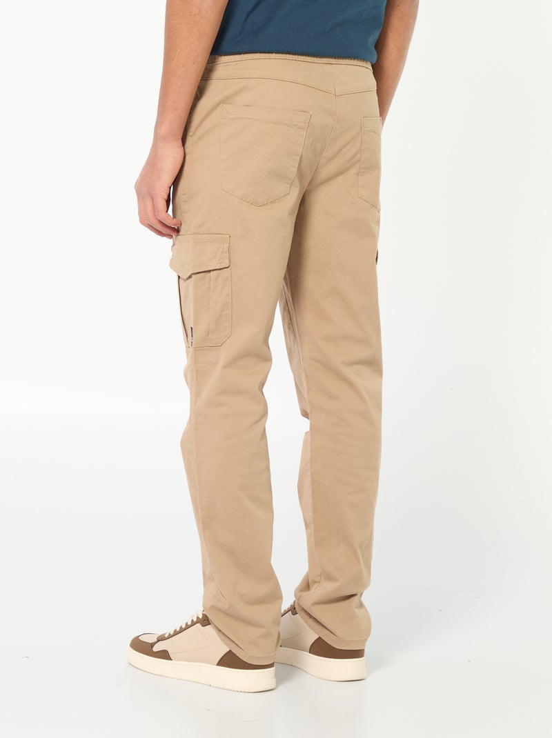 Jogpant met zakken met klepje BIEGE - Kiabi