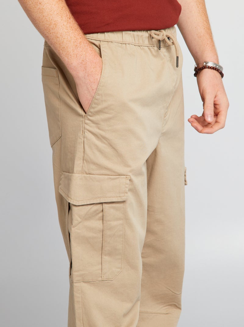 Jogpant met zakken met klepje BIEGE - Kiabi