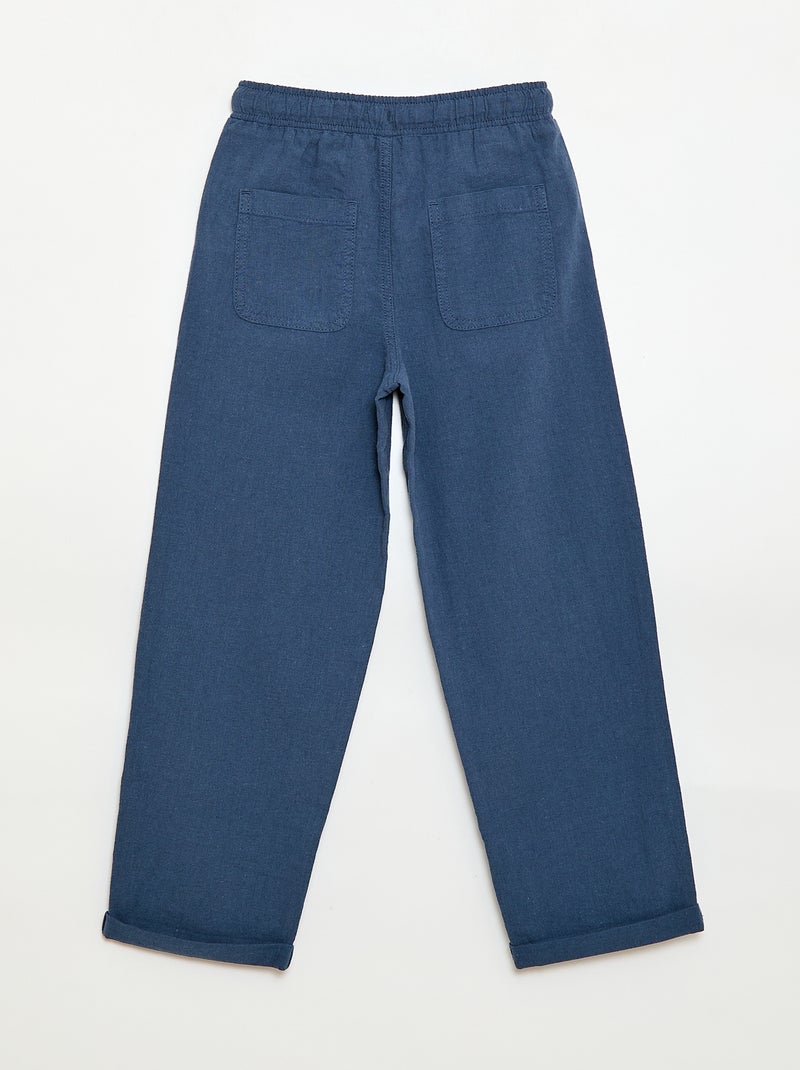 Jogpant van linnenmix Blauw - Kiabi