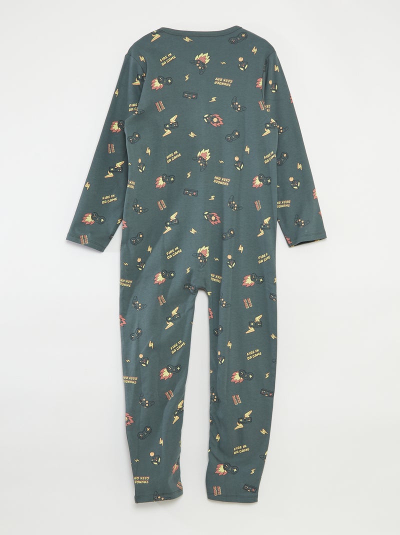 Jumpsuit met drukknopen – gemakkelijk aan te trekken collectie GROEN - Kiabi