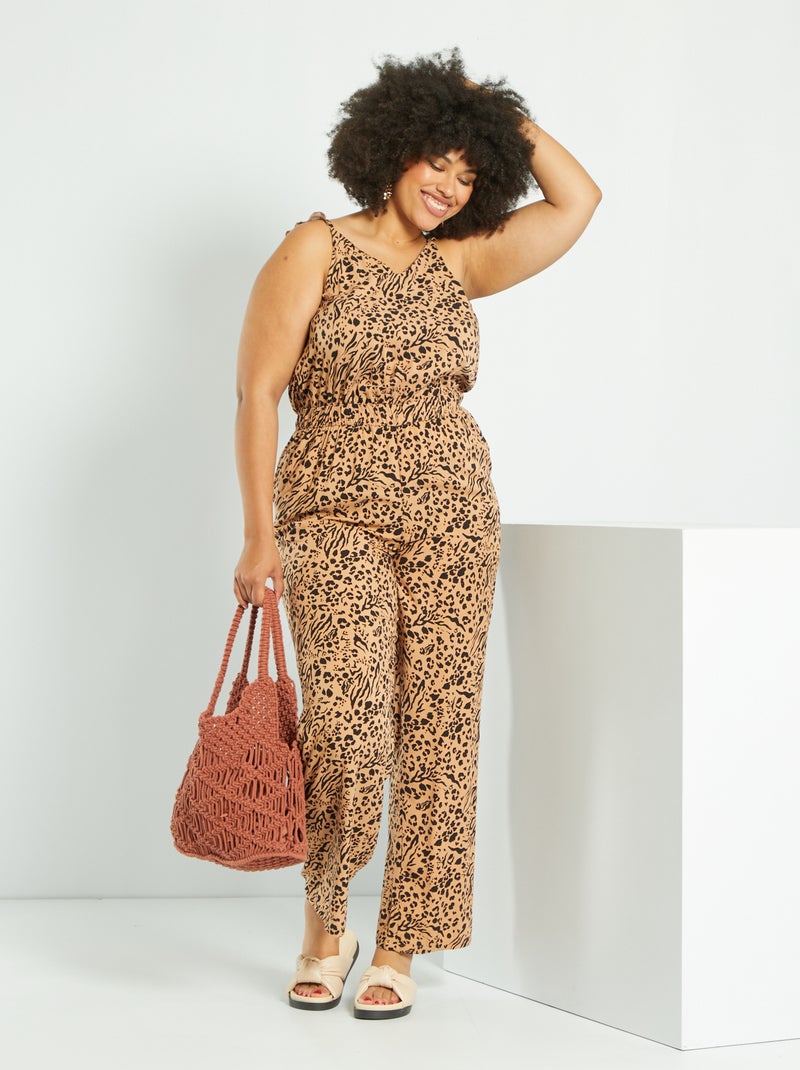 Jumpsuit met luipaardprint BIEGE - Kiabi