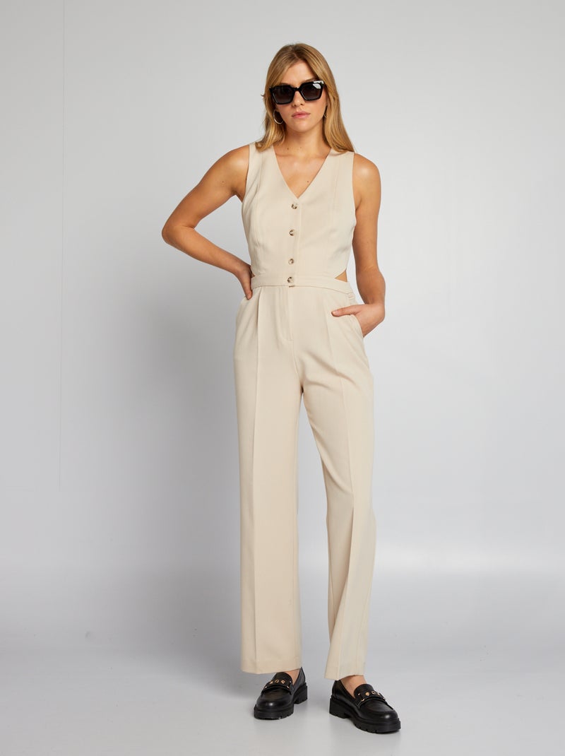 Jumpsuit met opening aan de zijkanten BIEGE - Kiabi