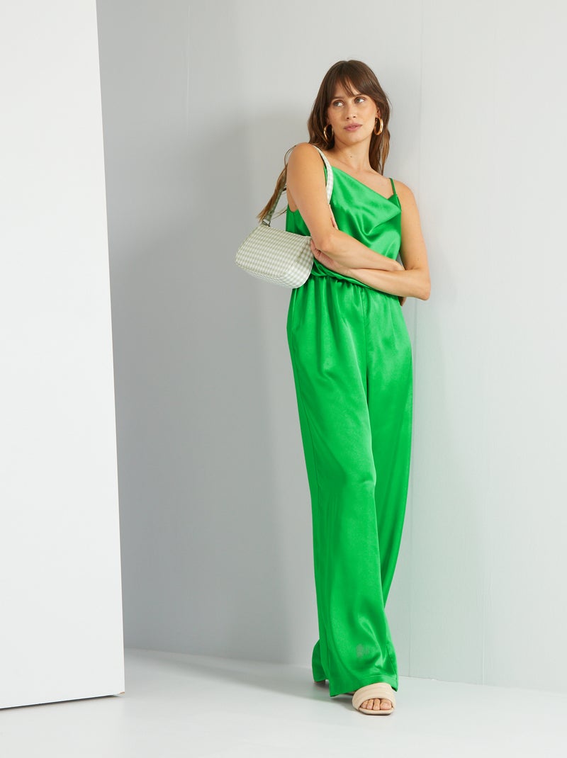 Jumpsuit met satijnglans GROEN - Kiabi