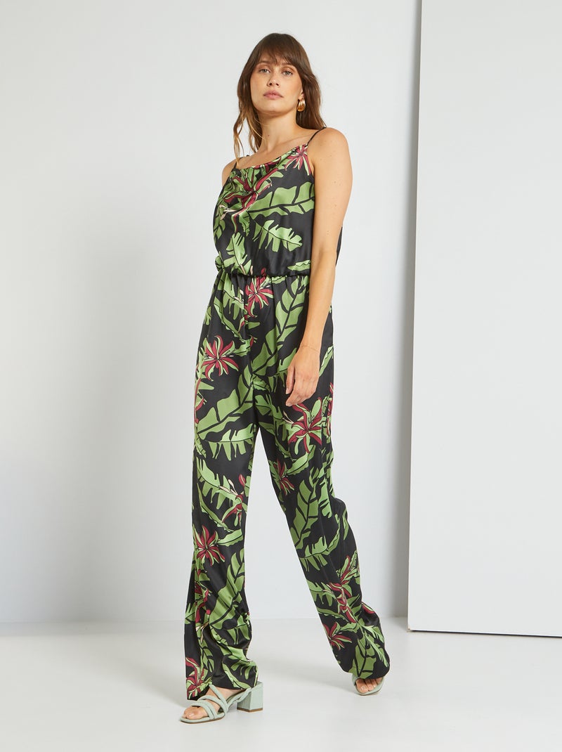 Jumpsuit met satijnglans ZWART - Kiabi