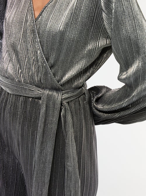 Jumpsuit van plissétricot met wijde pijpen - Kiabi