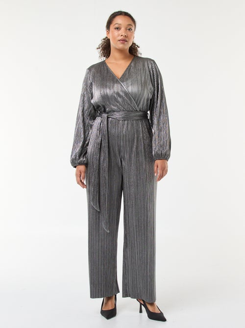 Jumpsuit van plissétricot met wijde pijpen - Kiabi