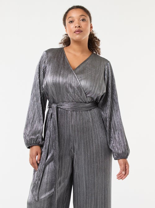 Jumpsuit van plissétricot met wijde pijpen - Kiabi