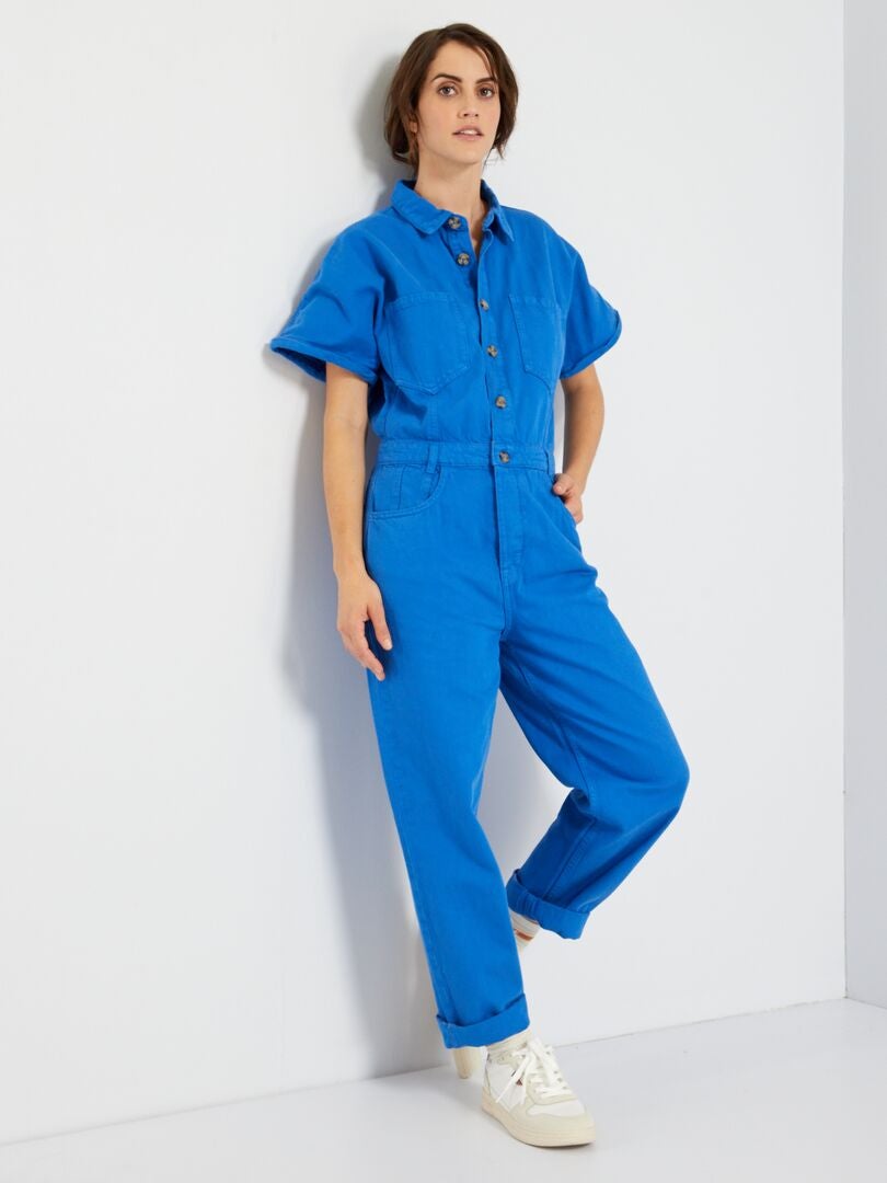 Jumpsuit van spijkerstof met hemdkraag BLAUW Kiabi 29.00€