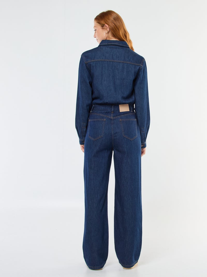 Jumpsuit van spijkerstof met lange mouwen Blauw - Kiabi