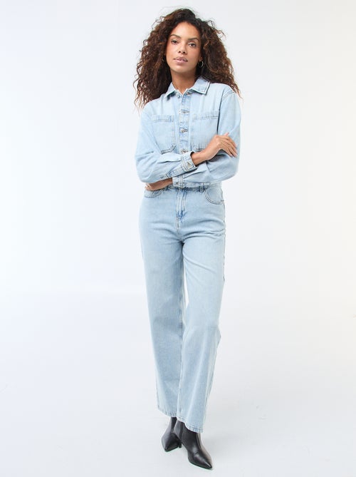 Jumpsuit van spijkerstof met lange mouwen - Kiabi