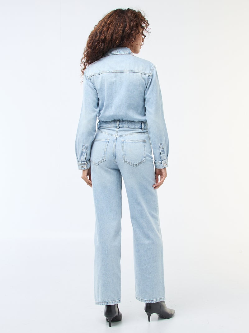 Jumpsuit van spijkerstof met lange mouwen Blauw - Kiabi