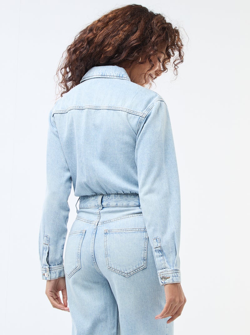 Jumpsuit van spijkerstof met lange mouwen Blauw - Kiabi