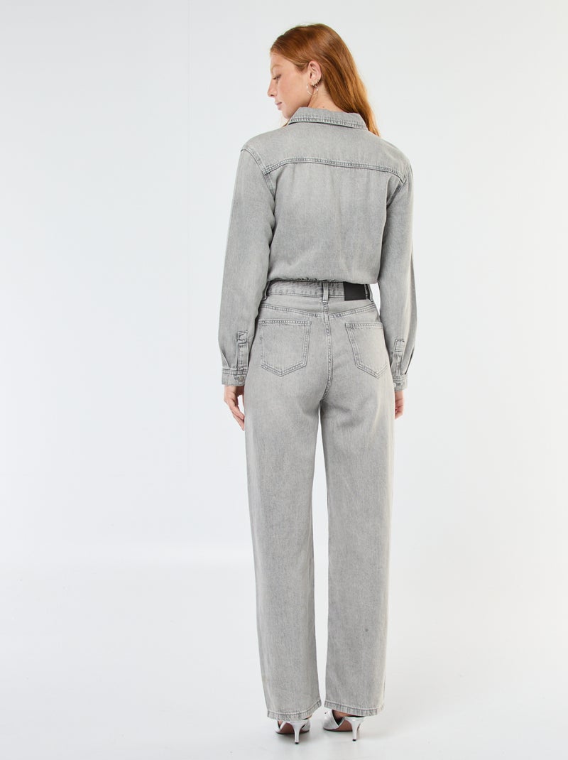 Jumpsuit van spijkerstof met lange mouwen Grijs - Kiabi