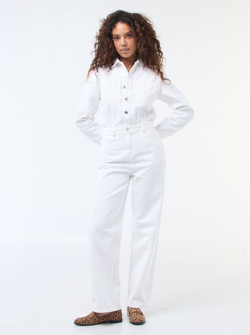 Jumpsuit van spijkerstof met lange mouwen - Kiabi