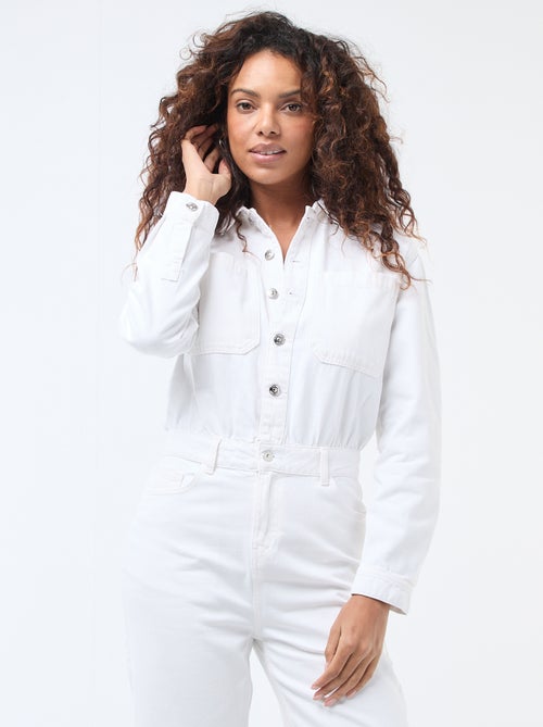 Jumpsuit van spijkerstof met lange mouwen - Kiabi