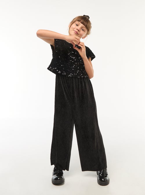 Jumpsuit van velours met lovertjes - Kiabi