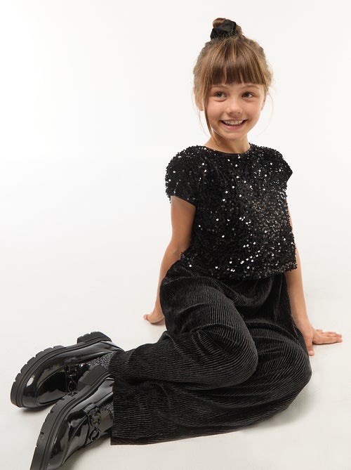 Jumpsuit van velours met lovertjes - Kiabi